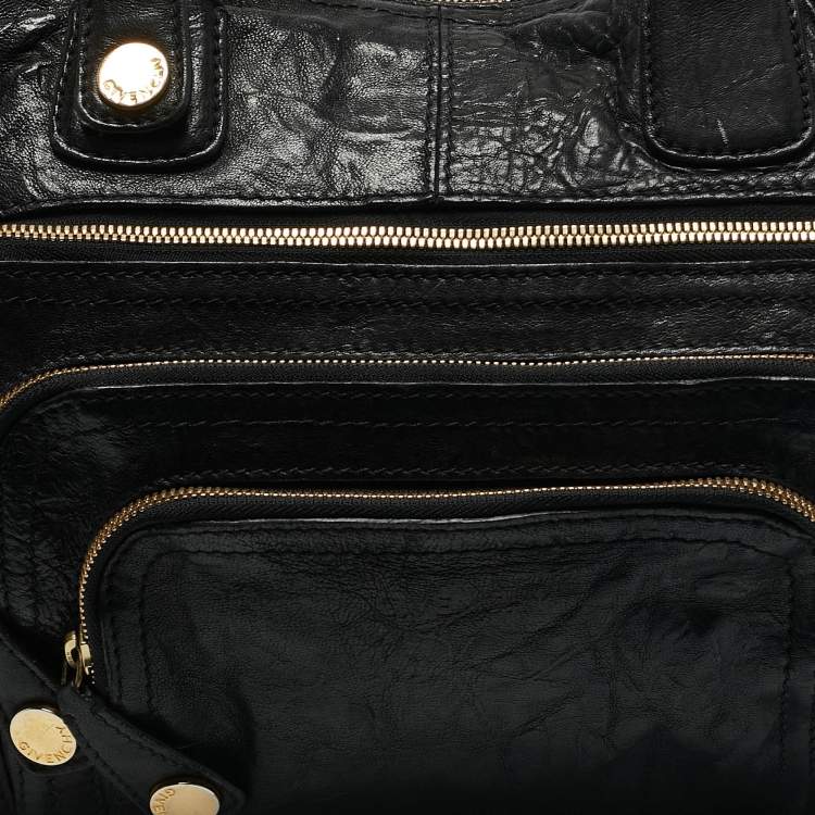 Pre Owned Givenchy Black Leather Multi Zip Satchel