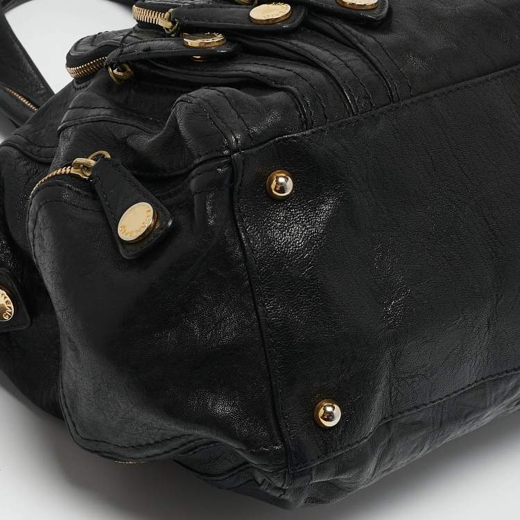 Pre Owned Givenchy Black Leather Multi Zip Satchel