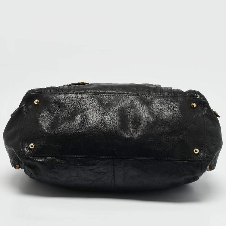Pre Owned Givenchy Black Leather Multi Zip Satchel