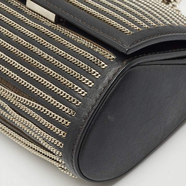 Pre Owned Givenchy Black Leather Micro Chain Pandora Box Bag