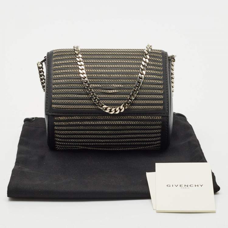 Pre Owned Givenchy Black Leather Micro Chain Pandora Box Bag