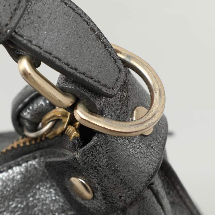 Pre Owned Givenchy Metalic Grey Leather Hobo
