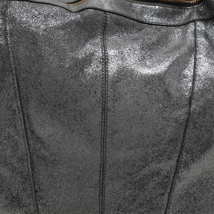 Pre Owned Givenchy Metalic Grey Leather Hobo