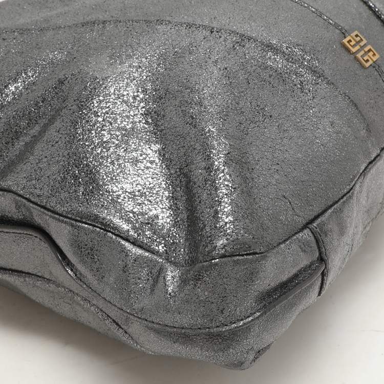 Pre Owned Givenchy Metalic Grey Leather Hobo