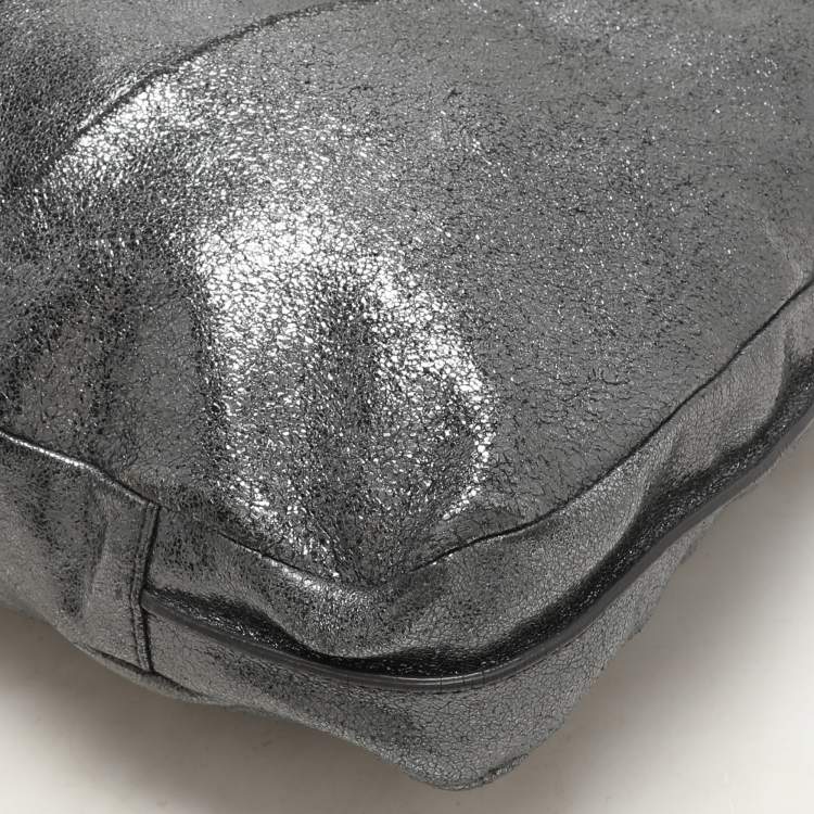Pre Owned Givenchy Metalic Grey Leather Hobo