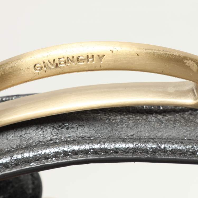 Pre Owned Givenchy Metalic Grey Leather Hobo