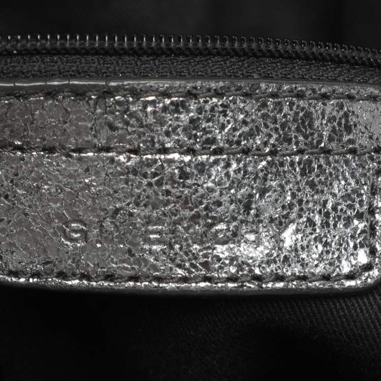 Pre Owned Givenchy Metalic Grey Leather Hobo