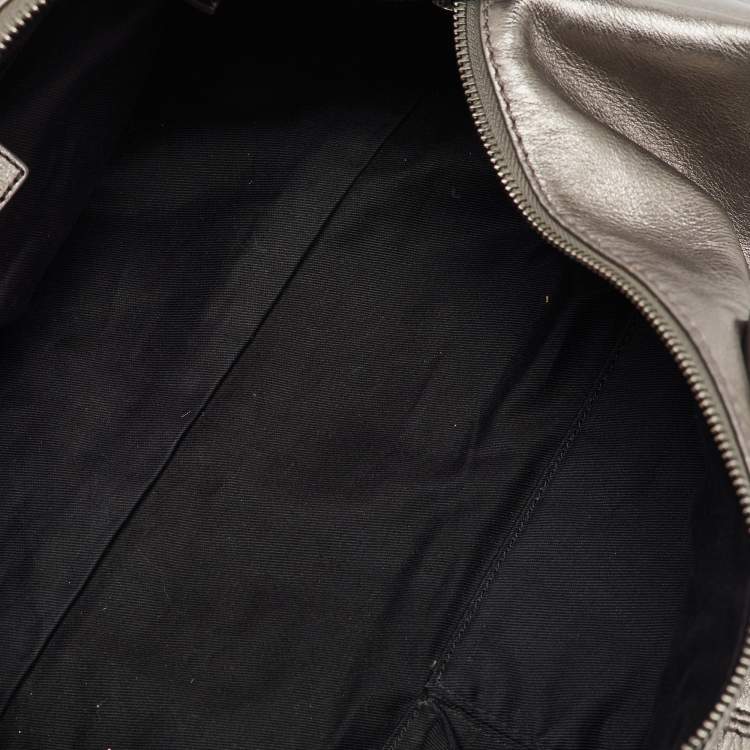 Pre Owned Givenchy Metallic Dark Grey Leather Zip Duffle Bag