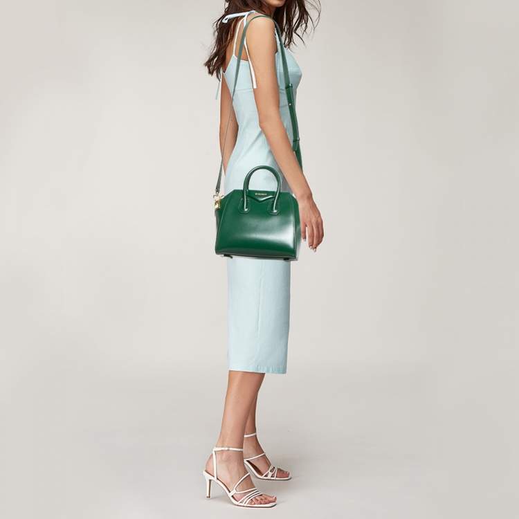 Pre Owned Givenchy Green Leather Mini Antigona Satchel