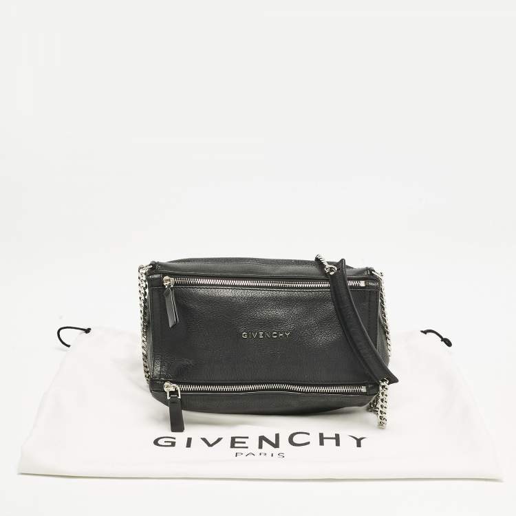 Pre Owned Givenchy Black Leather Mini Pandora Chain Shoulder Bag