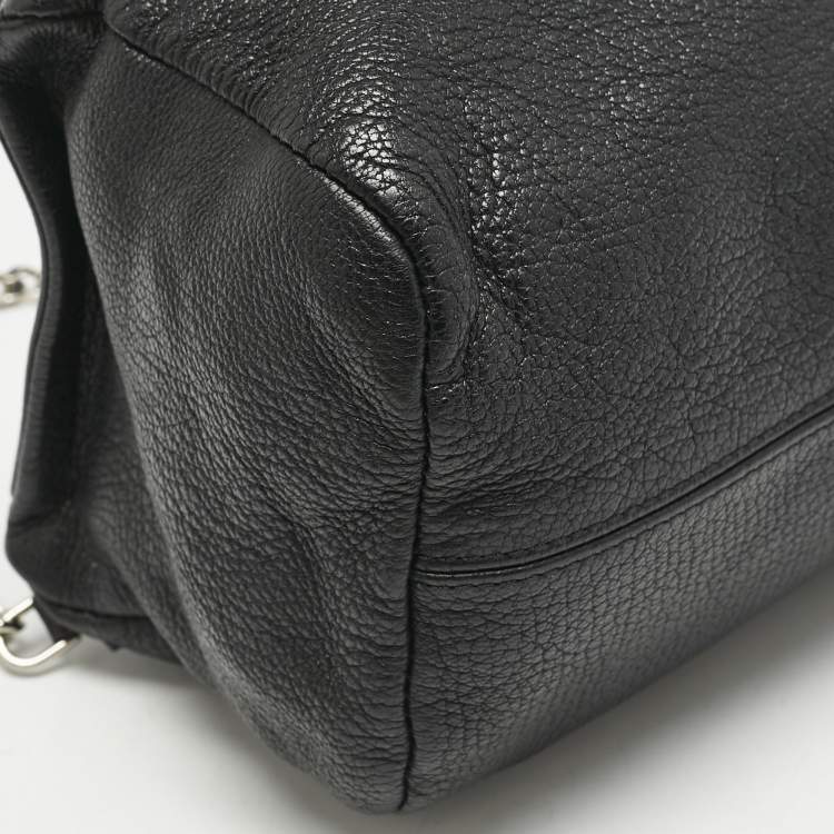 Pre Owned Givenchy Black Leather Mini Pandora Chain Shoulder Bag