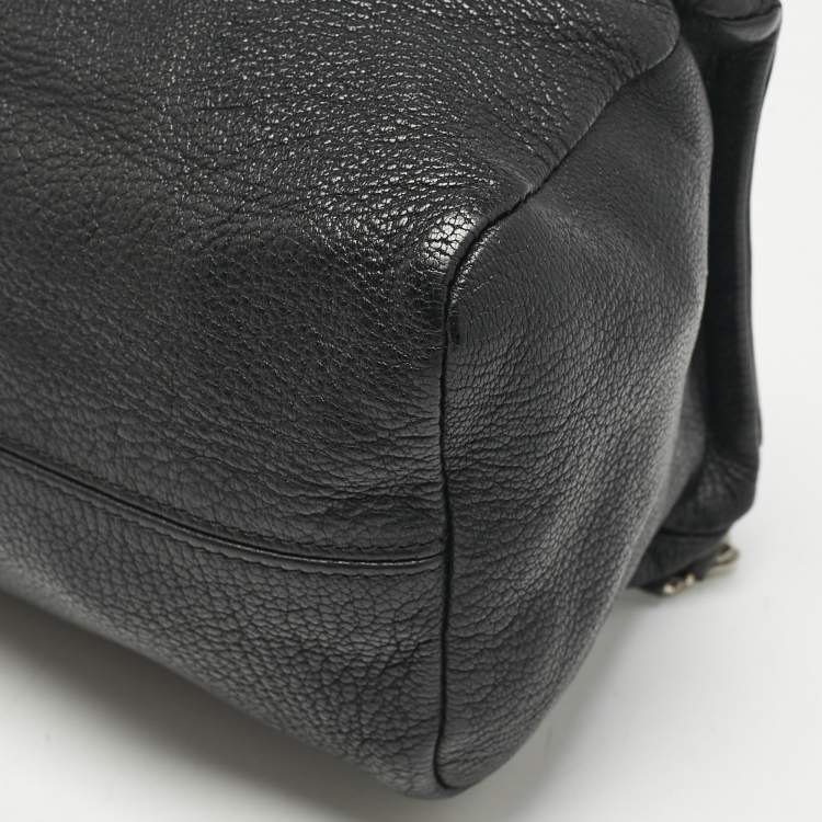 Pre Owned Givenchy Black Leather Mini Pandora Chain Shoulder Bag
