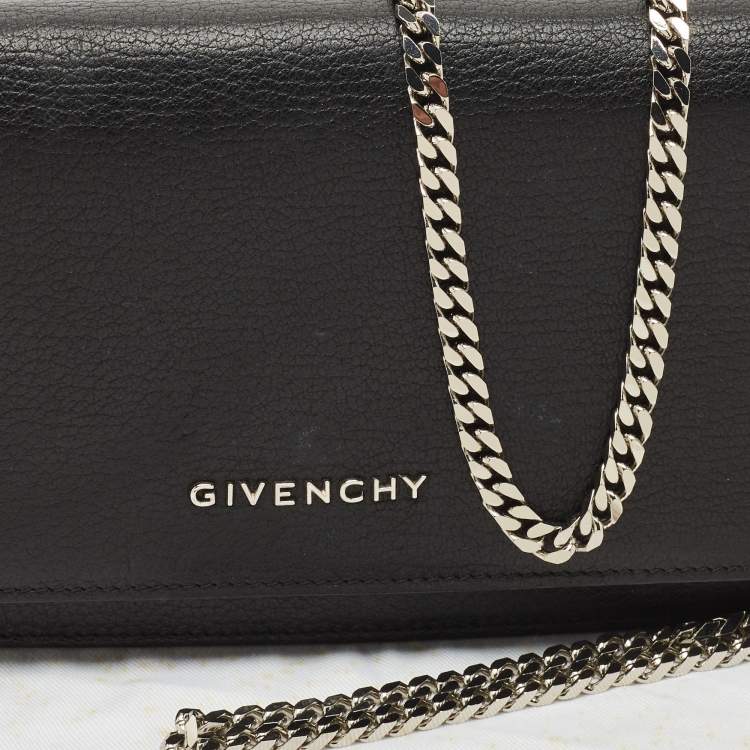 Pre Owned Givenchy Black Leather Pandora Wallet On Chain