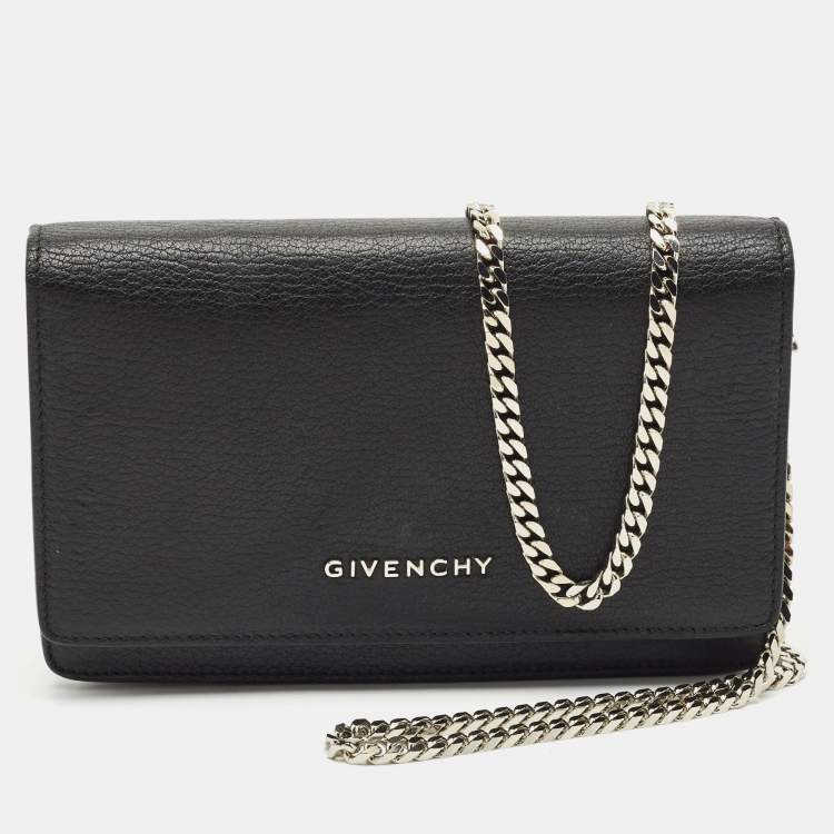 Pre Owned Givenchy Black Leather Pandora Wallet On Chain
