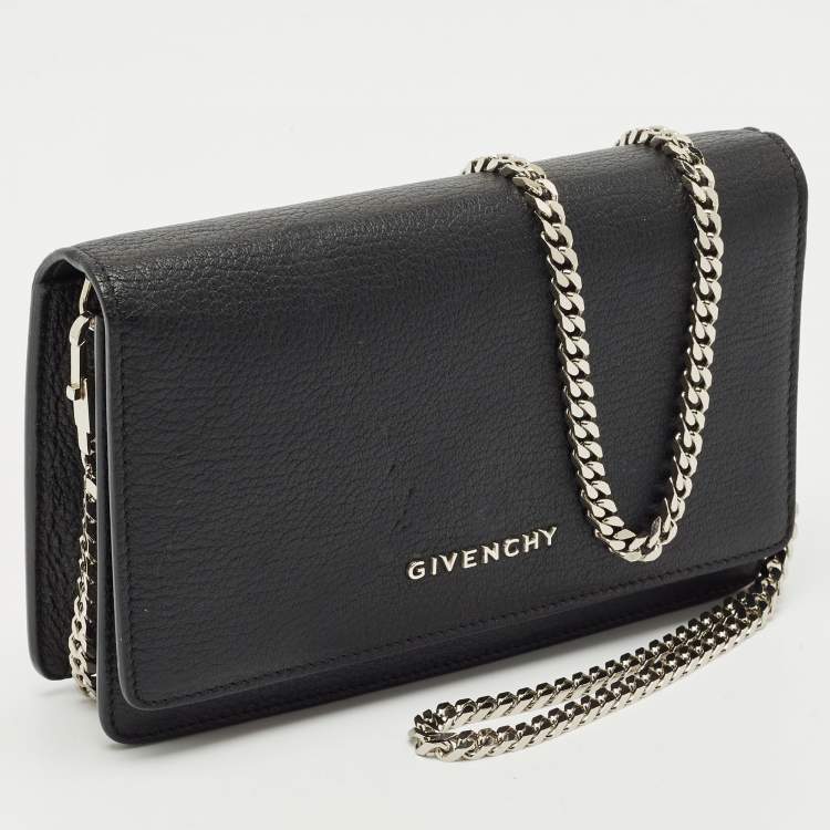Pre Owned Givenchy Black Leather Pandora Wallet On Chain