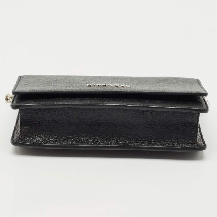 Pre Owned Givenchy Black Leather Pandora Wallet On Chain