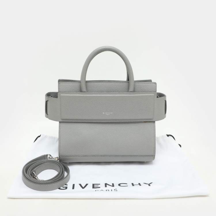 Pre Owned Givenchy Grey Leather Mini Horizon Top Handle Bag 