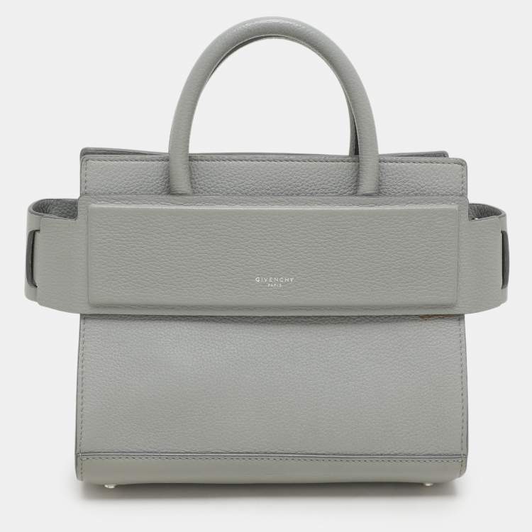 Pre Owned Givenchy Grey Leather Mini Horizon Top Handle Bag 