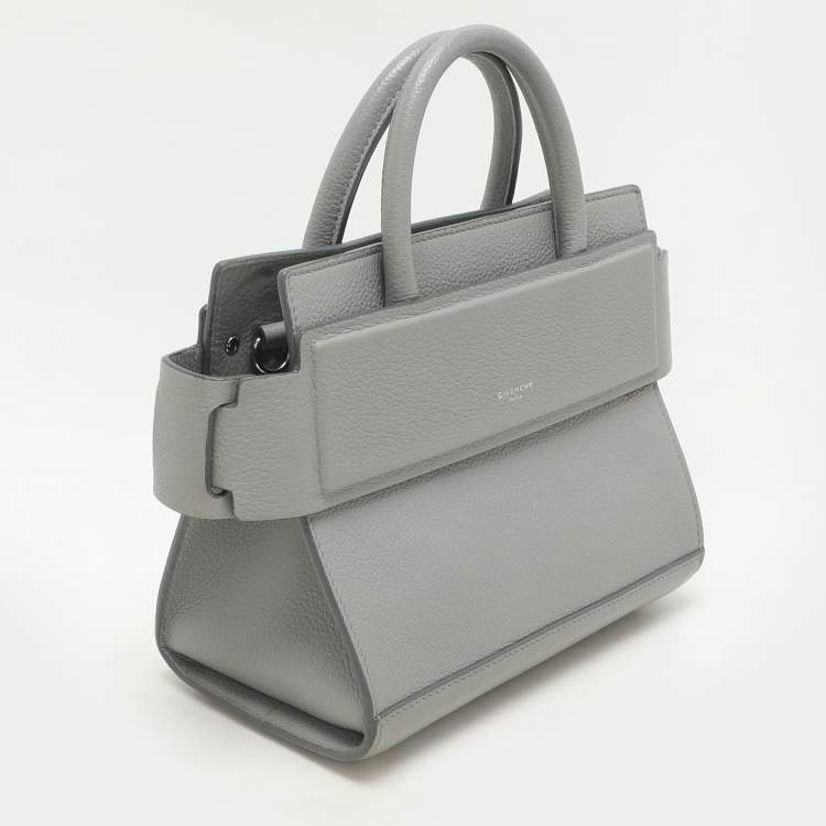 Pre Owned Givenchy Grey Leather Mini Horizon Top Handle Bag 