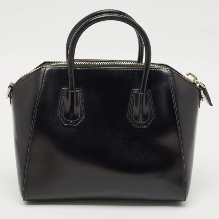 Pre Owned Givenchy Black Glossy Leather Small Antigona Satchel