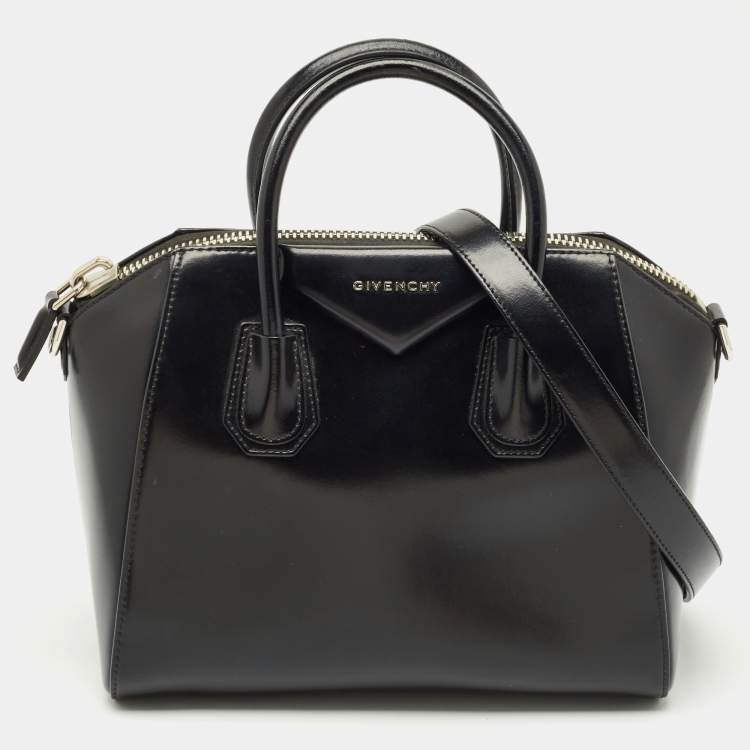Pre Owned Givenchy Black Glossy Leather Small Antigona Satchel