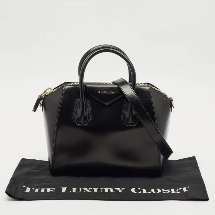 Pre Owned Givenchy Black Glossy Leather Small Antigona Satchel