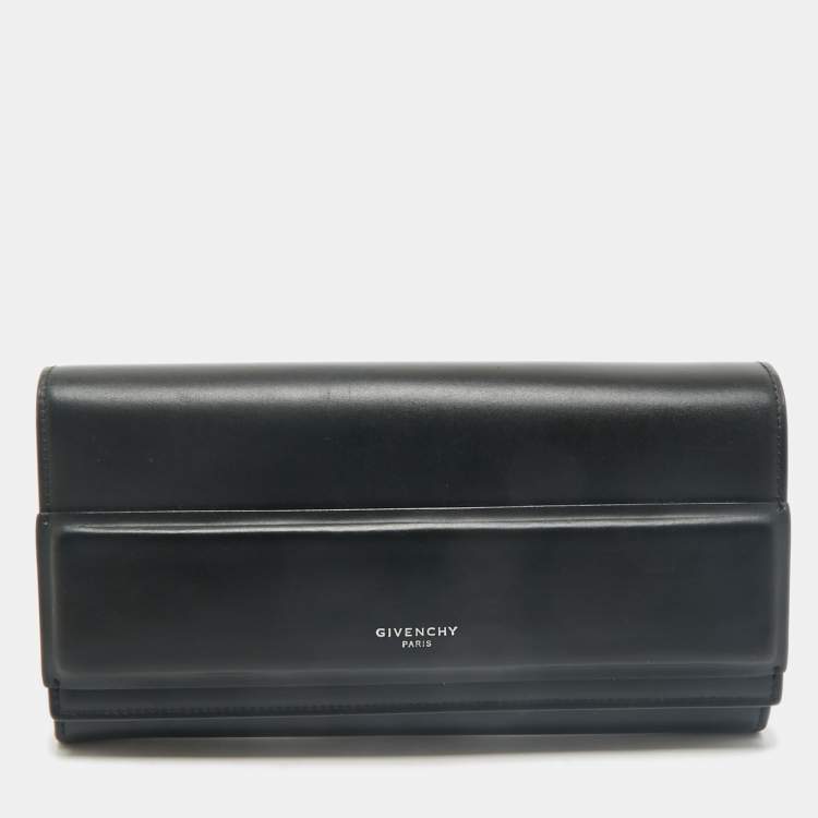 Pre Owned Givenchy Black Leather Horizon Continental Wallet