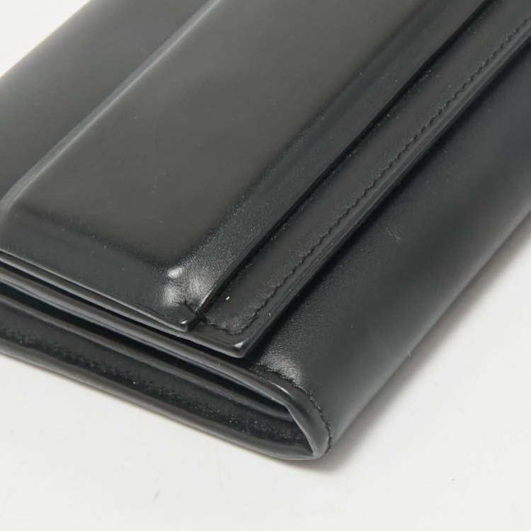 Pre Owned Givenchy Black Leather Horizon Continental Wallet