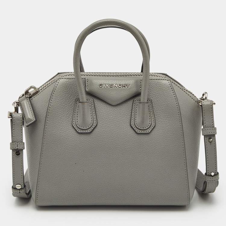 Pre Owned Givenchy Grey Leather Mini Antigona Satchel