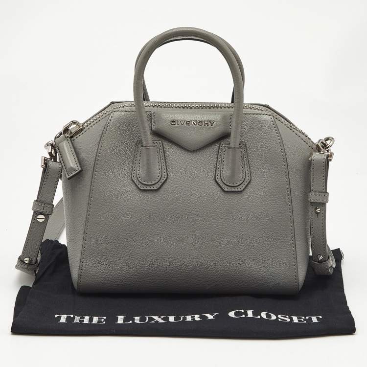 Pre Owned Givenchy Grey Leather Mini Antigona Satchel