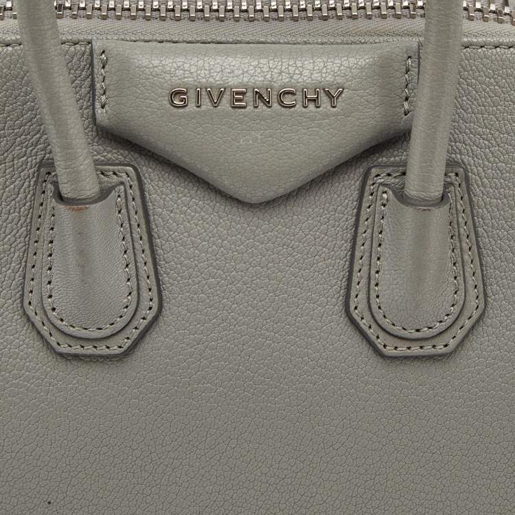 Pre Owned Givenchy Grey Leather Mini Antigona Satchel