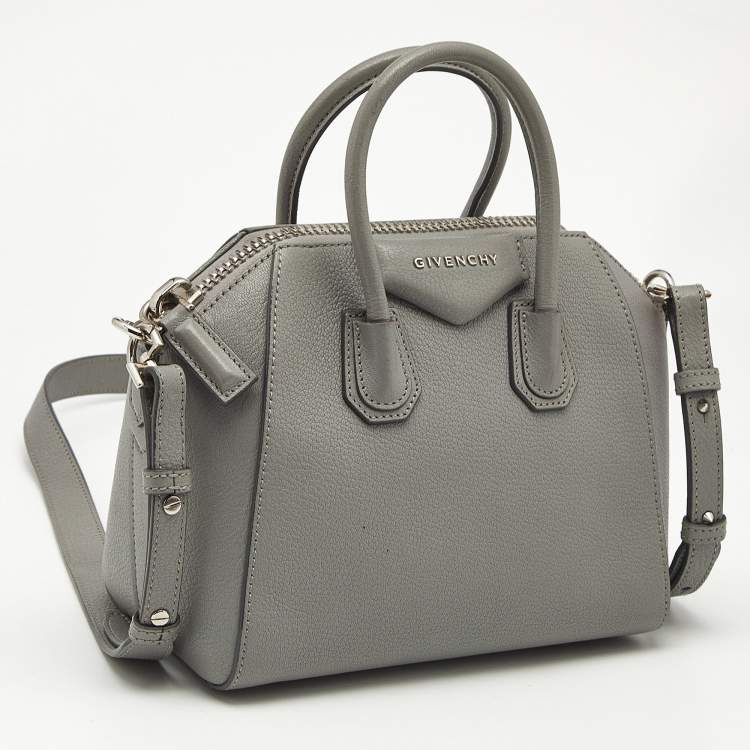 Pre Owned Givenchy Grey Leather Mini Antigona Satchel