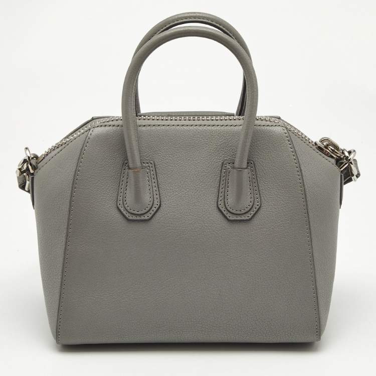 Pre Owned Givenchy Grey Leather Mini Antigona Satchel