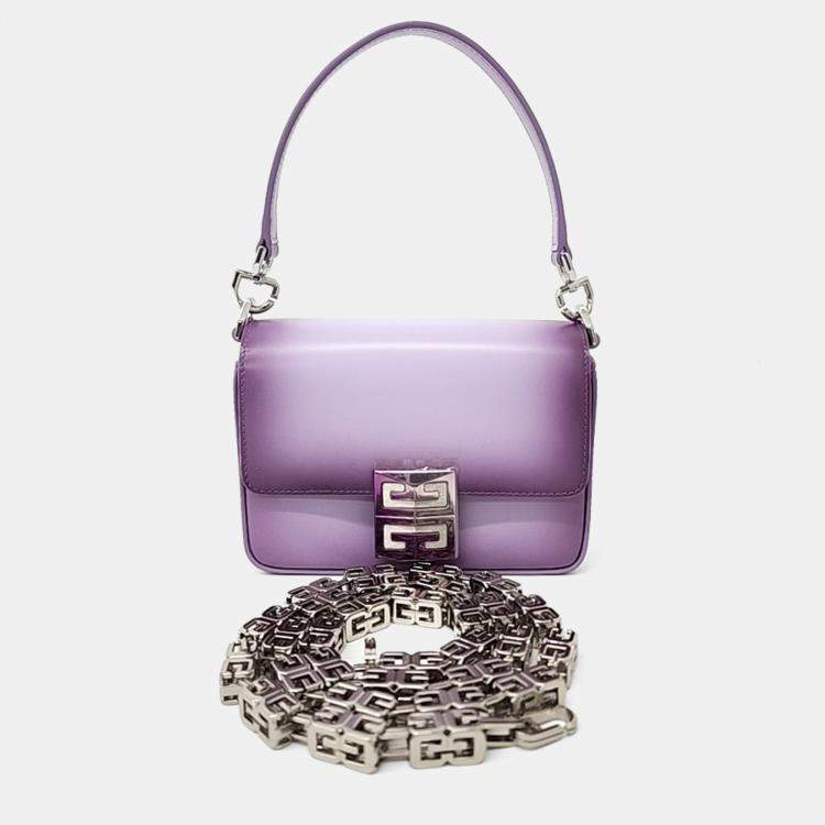 Pre Owned Givenchy Purple Leather 4G Chain Small Bag