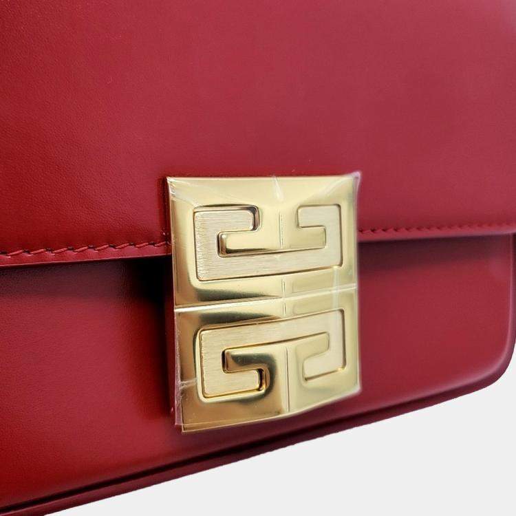 Pre Owned Givenchy Red Leather 4G Chain Small Bag