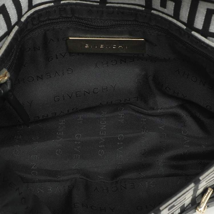 Pre Owned Givenchy Black/Grey Signature Canvas and Leather Shoulder Bag