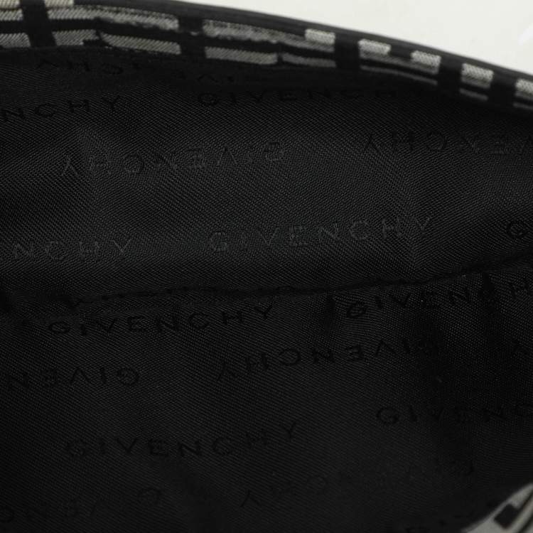 Pre Owned Givenchy Black/Grey Signature Canvas and Leather Shoulder Bag
