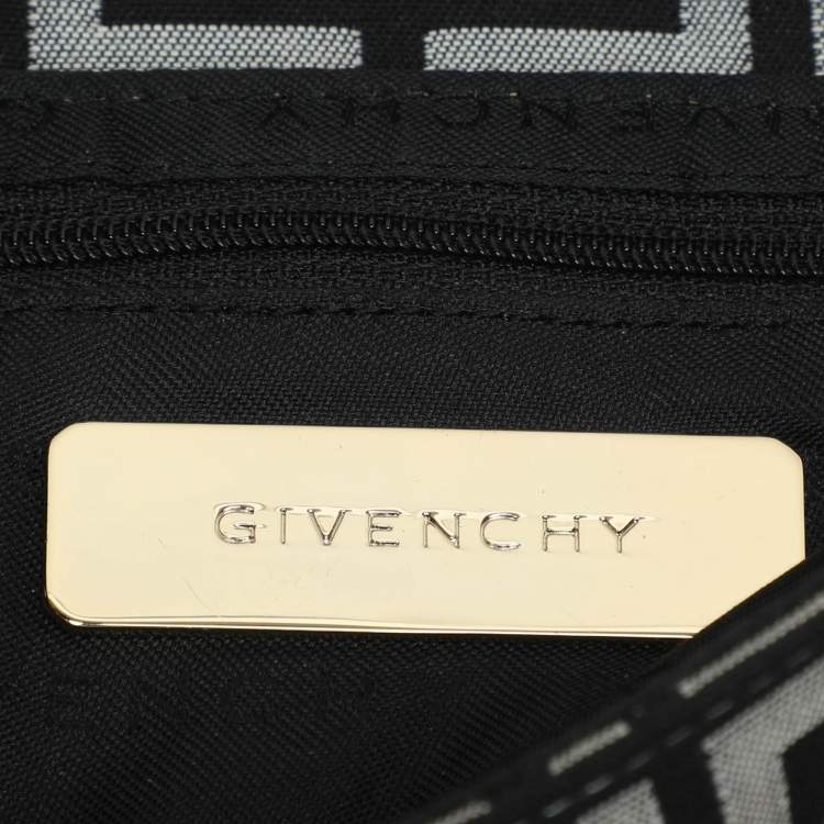 Pre Owned Givenchy Black/Grey Signature Canvas and Leather Shoulder Bag