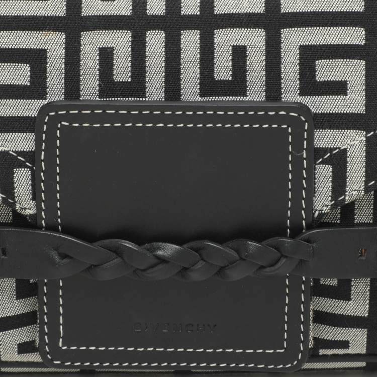 Pre Owned Givenchy Black/Grey Signature Canvas and Leather Shoulder Bag