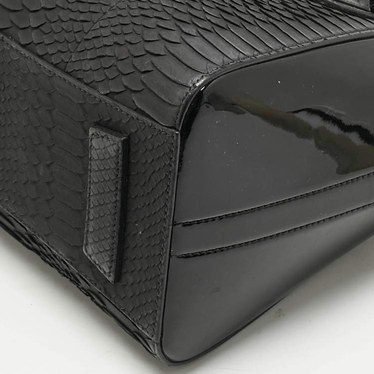 Pre Owned Givenchy Black Python and Patent Leather Small Antigona Satchel
