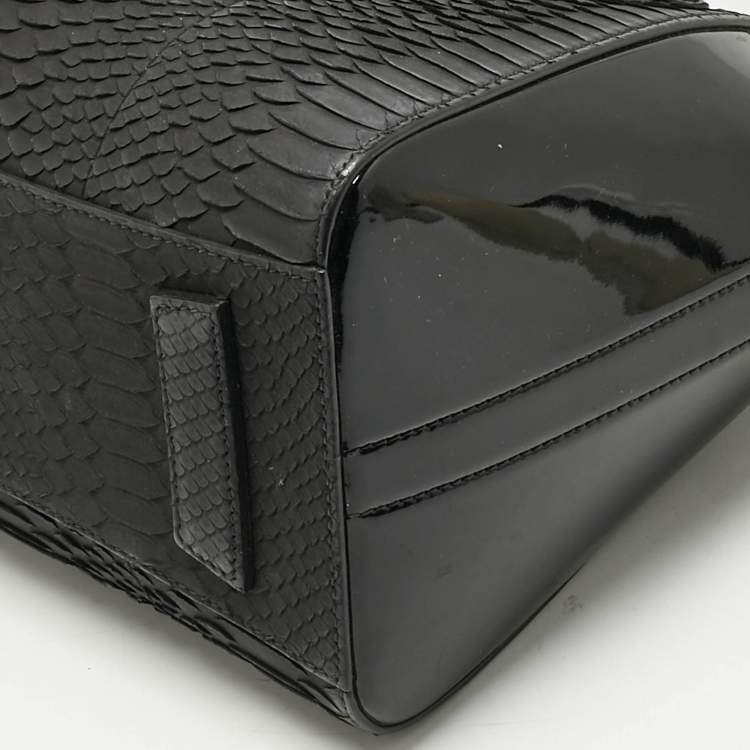 Pre Owned Givenchy Black Python and Patent Leather Small Antigona Satchel