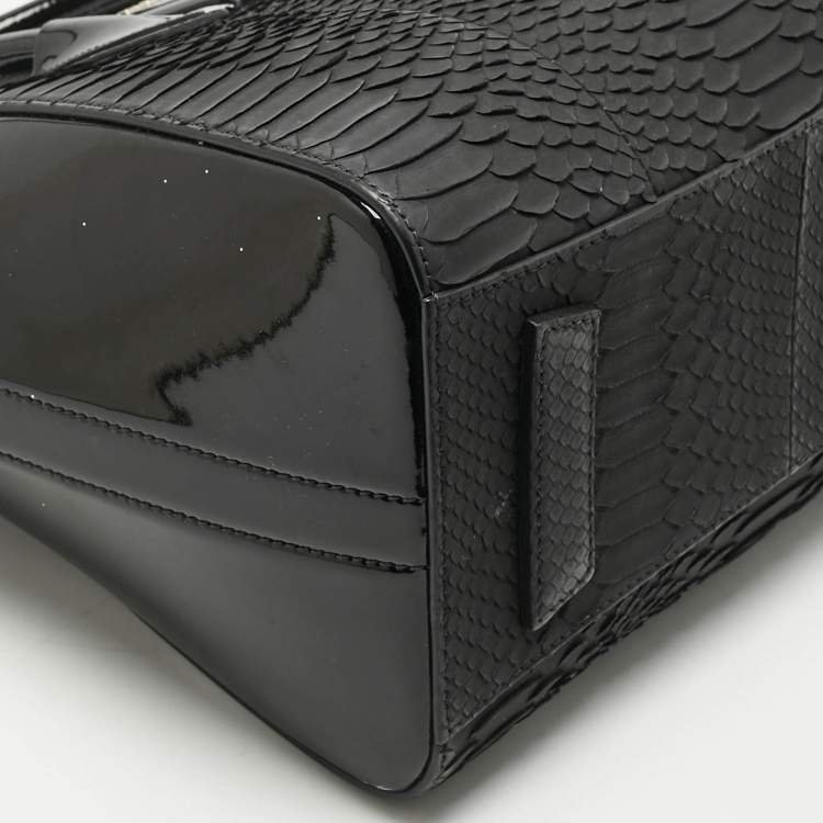 Pre Owned Givenchy Black Python and Patent Leather Small Antigona Satchel