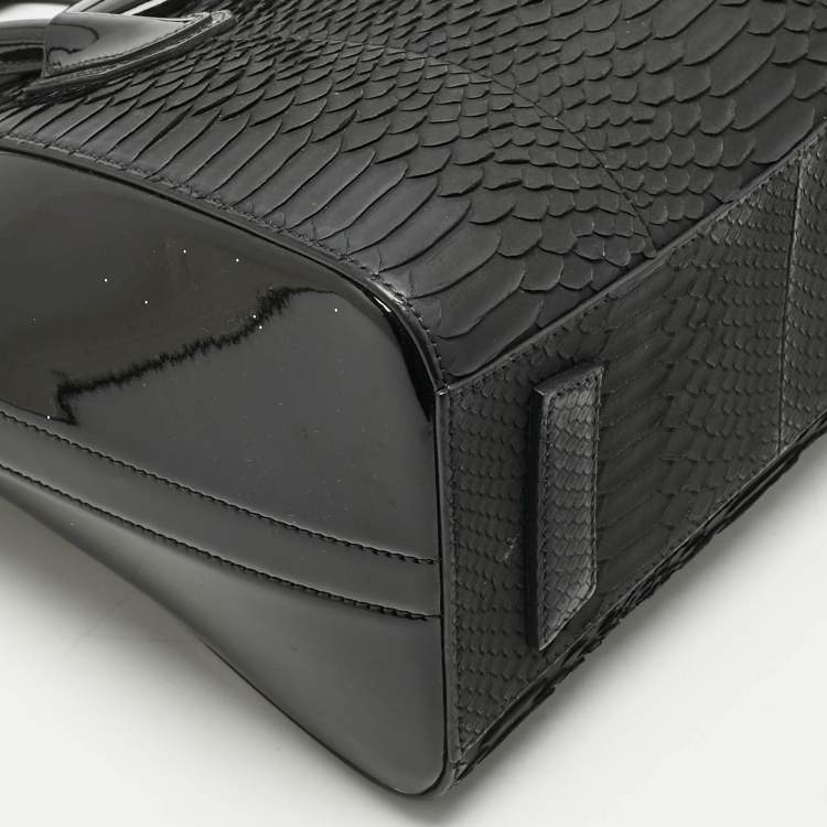 Pre Owned Givenchy Black Python and Patent Leather Small Antigona Satchel