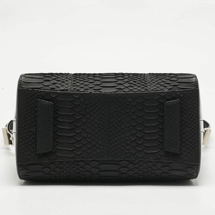 Pre Owned Givenchy Black Python and Patent Leather Small Antigona Satchel