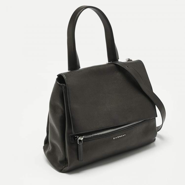 Pre Owned Givenchy Black Leather Pandora Flap Top Handle Bag