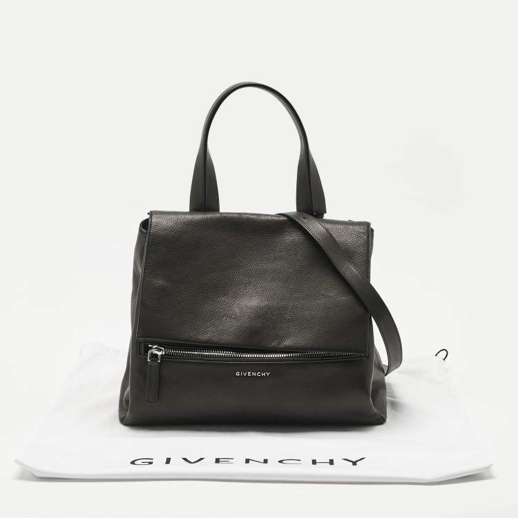 Pre Owned Givenchy Black Leather Pandora Flap Top Handle Bag