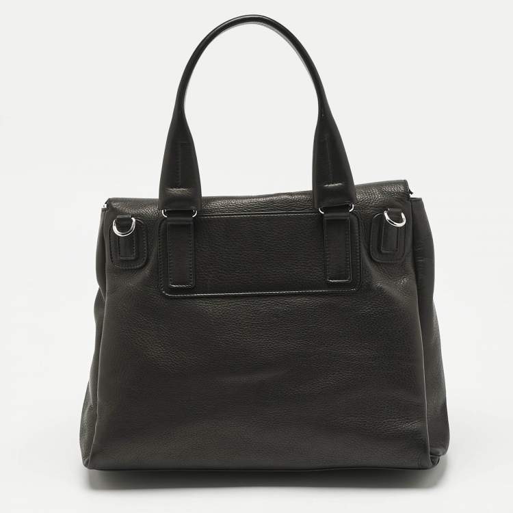 Pre Owned Givenchy Black Leather Pandora Flap Top Handle Bag