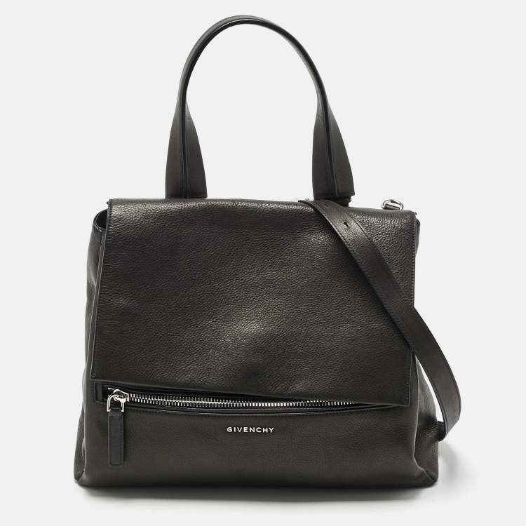 Pre Owned Givenchy Black Leather Pandora Flap Top Handle Bag