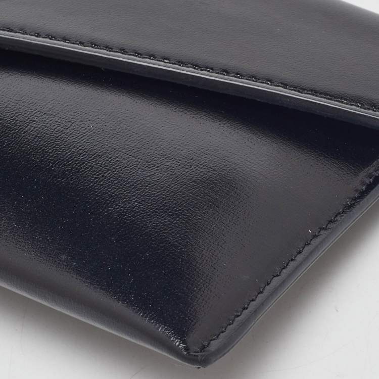 Pre Owned Givenchy Black Leather Envelope Flap Clutch