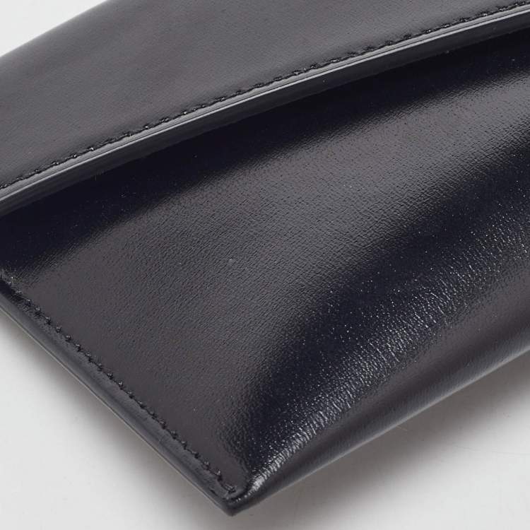 Pre Owned Givenchy Black Leather Envelope Flap Clutch